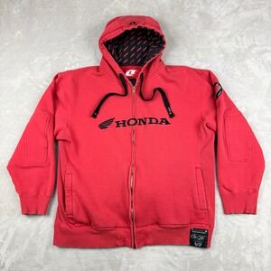 Honda One Industries Hoodie Mens XL Red Embroidered Racing Moto Streetwear Y2K